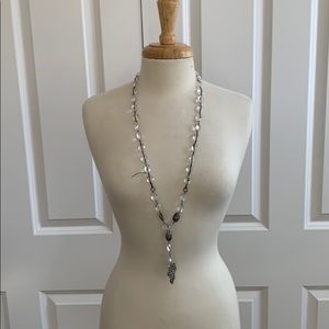 Love Heals clear beaded necklace w/ silver charms